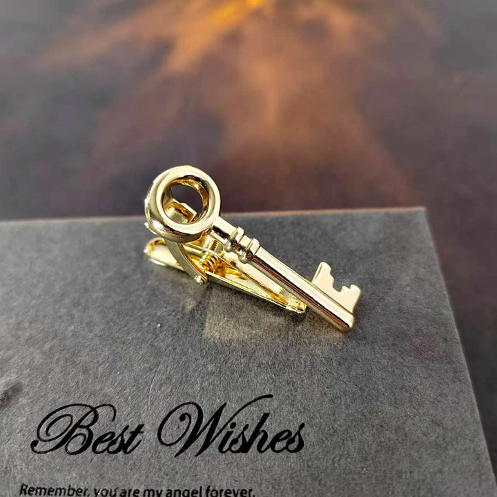 Gold Silver Key Tie Bar For Men's Wear
