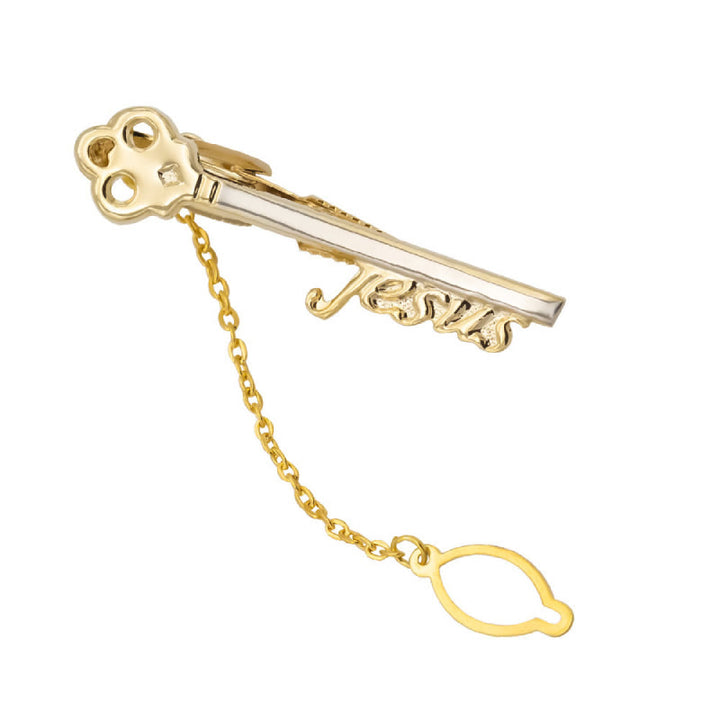Gold Jesus Key Tie Bar For Wedding Suit - image 3