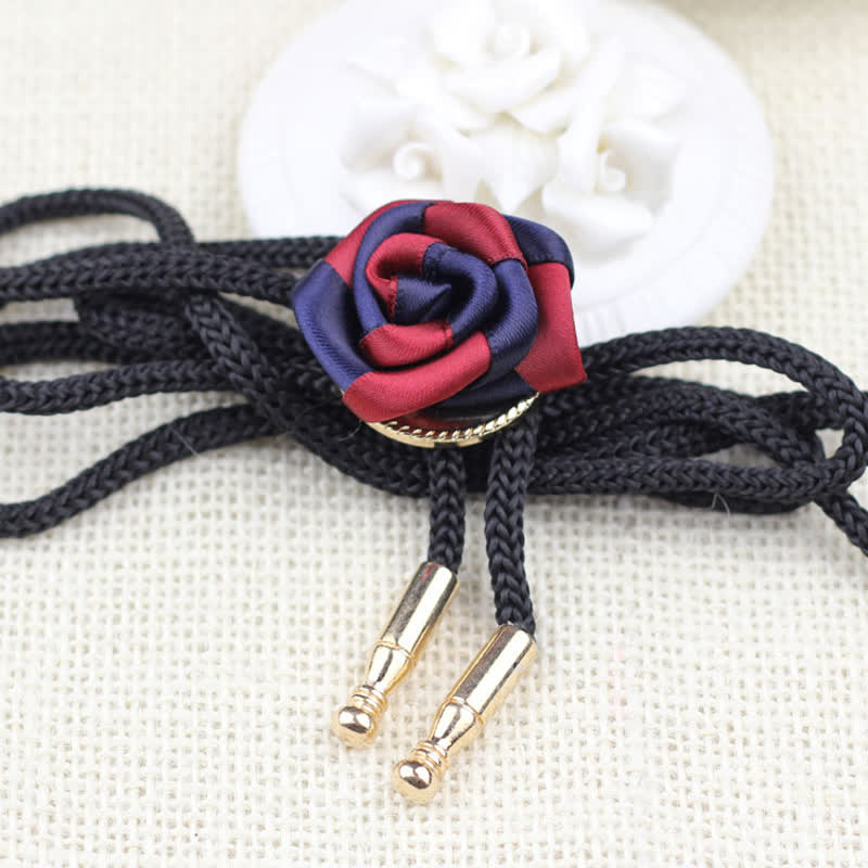 Burgundy & Navy Elegant Rose Pendant Bolo Tie - image 1