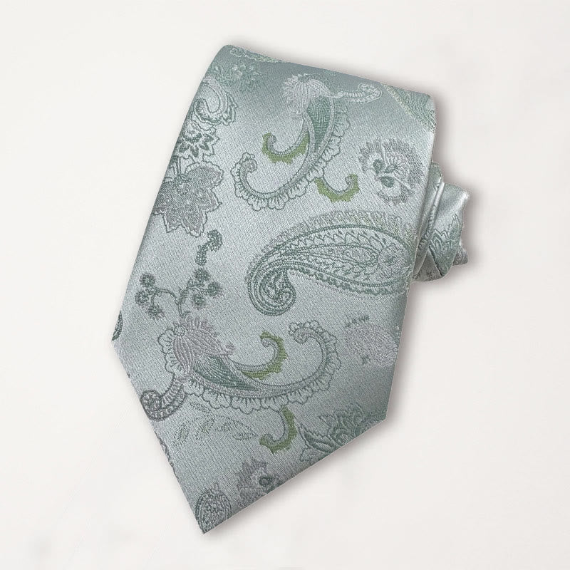 Men's Green Floral Jacquard Polyester Necktie