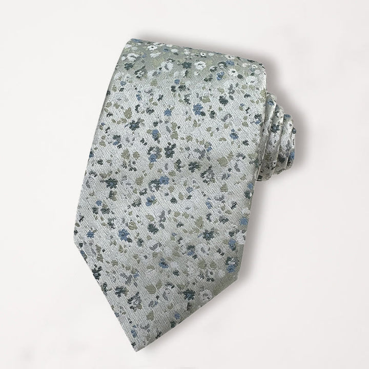 Men's Green Floral Jacquard Polyester Necktie