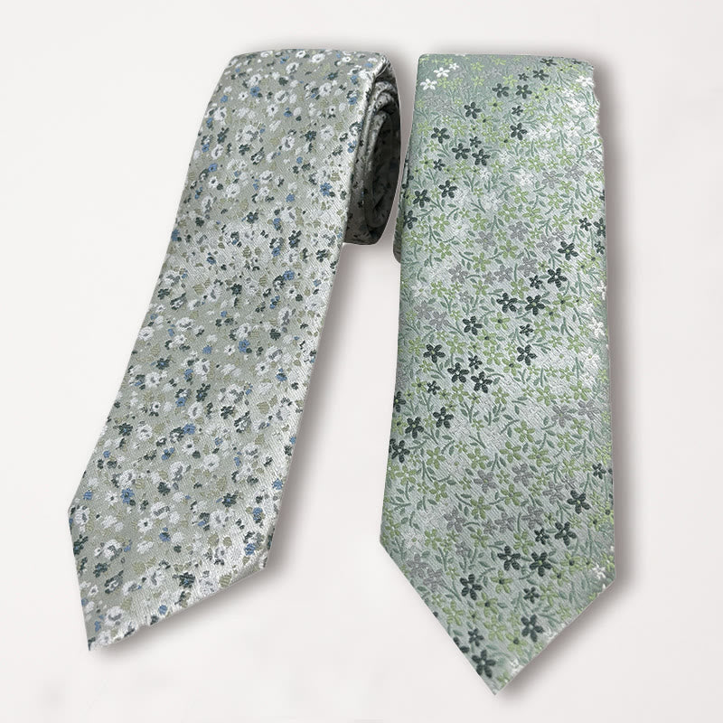 Men's Green Floral Jacquard Polyester Necktie
