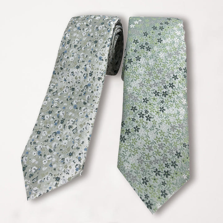 Men's Green Floral Jacquard Polyester Necktie