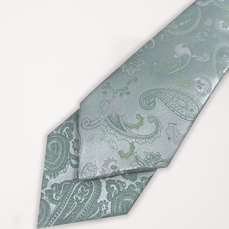 Men's Green Floral Jacquard Polyester Necktie