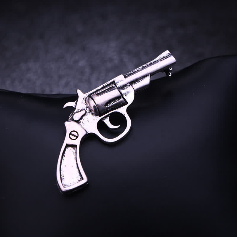 Men's Mini Vintage Domineering Pistol-Shape Brooch - Antique Silver - image 4