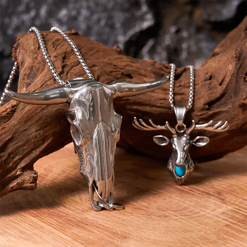 Longhorn Bull Pendant Turquoise Elk Head Necklace Bundle Set (PRE-SALE) - image 7