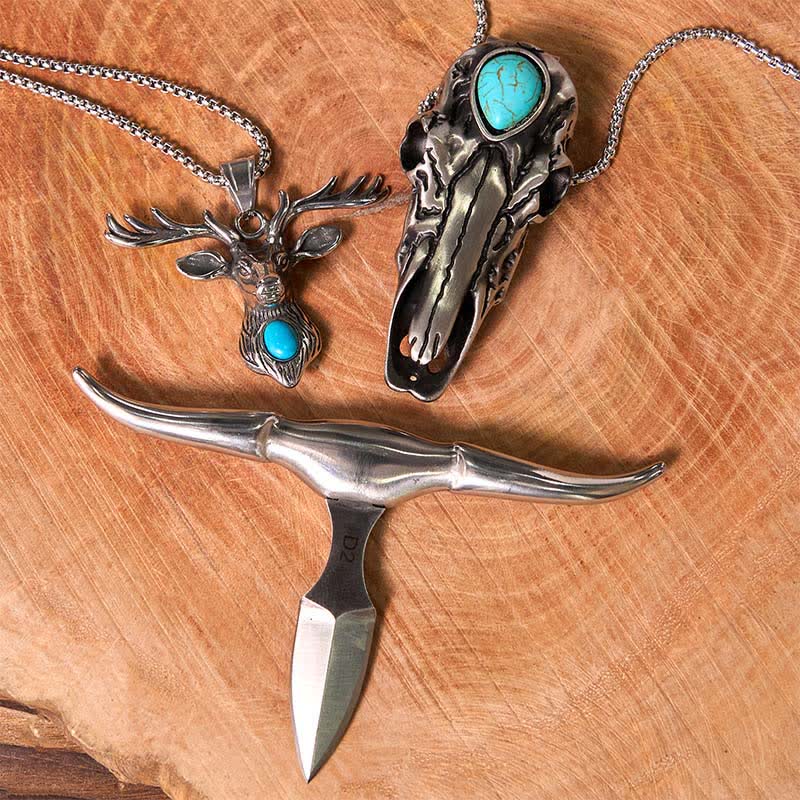 Longhorn Bull Pendant Turquoise Elk Head Necklace Bundle Set (PRE-SALE) - image 2