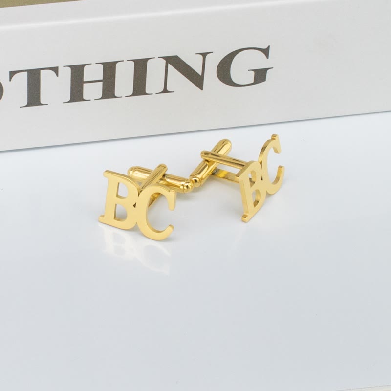 1 Pair Custom Letter Button Covers Set Suit Cufflinks - image 8