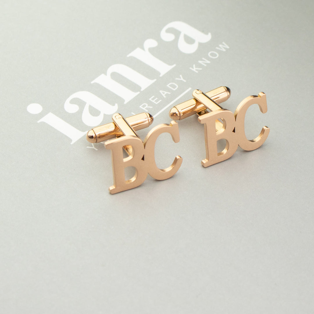 1 Pair Custom Letter Button Covers Set Suit Cufflinks - image 6