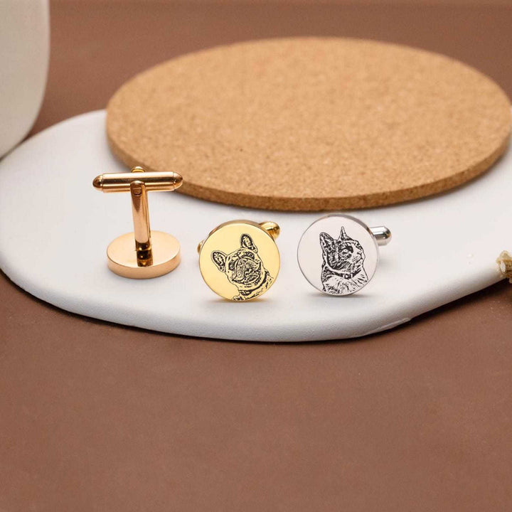 1 Pair Custom Pet Portrait Button Covers Set Cufflinks - image 5