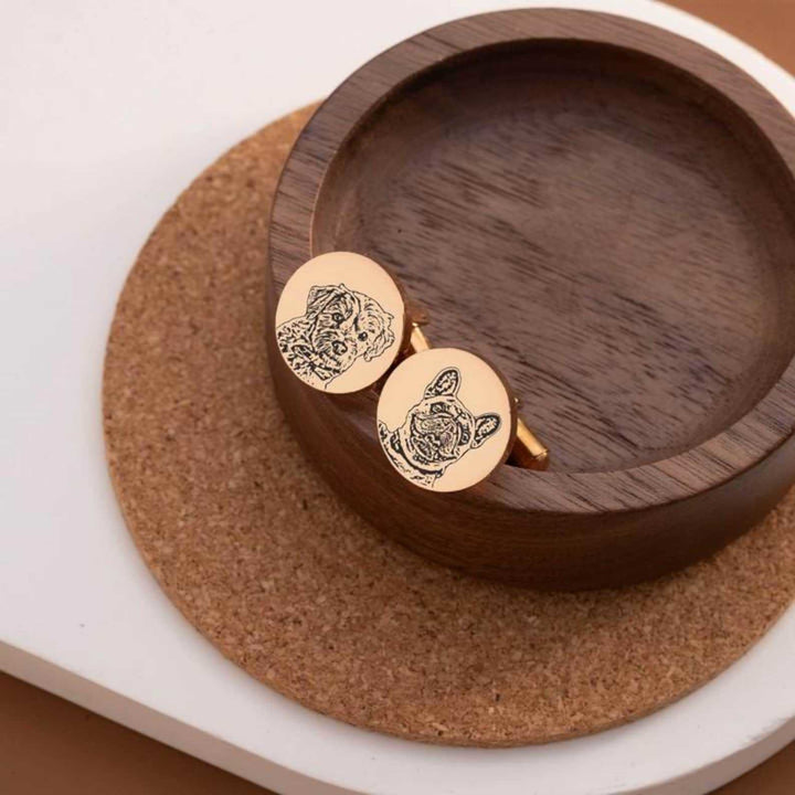 1 Pair Custom Pet Portrait Button Covers Set Cufflinks - image 4