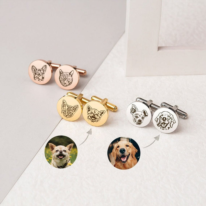 1 Pair Custom Pet Portrait Button Covers Set Cufflinks - image 2