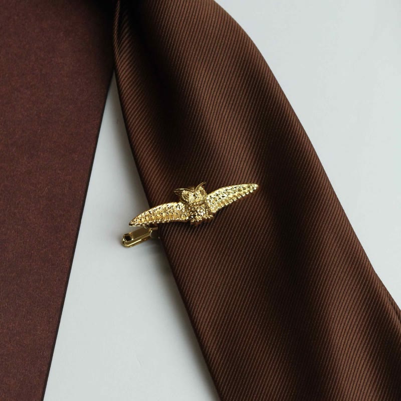 Gold Flying Owl Tie Bar For Men's Wear