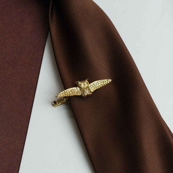 Gold Flying Owl Tie Bar For Men's Wear - image 2