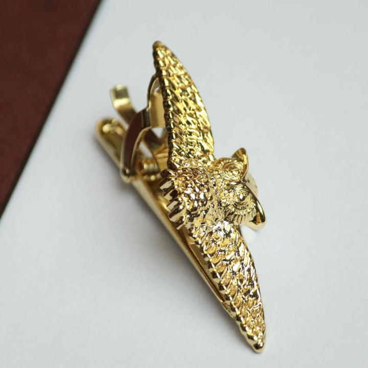 Gold Flying Owl Tie Bar For Men's Wear - image 4