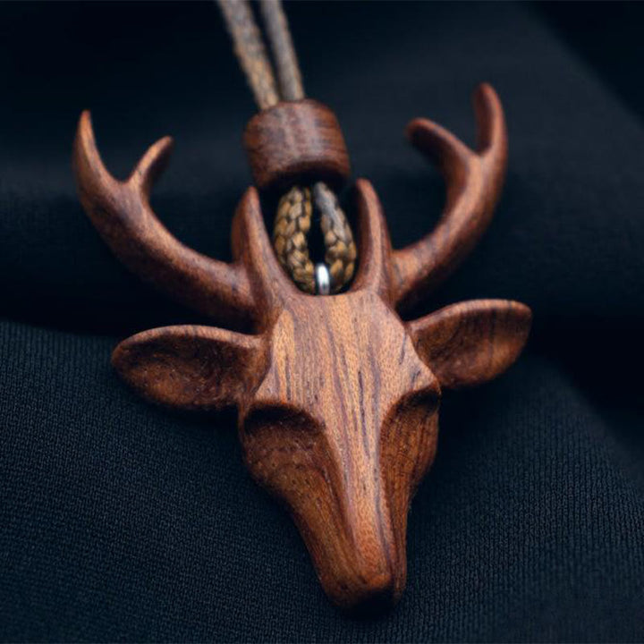 Handmade Wooden Deer Pendant Necklace