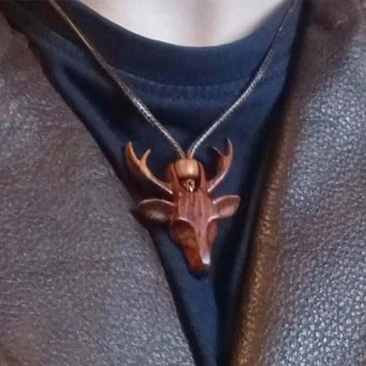 Handmade Wooden Deer Pendant Necklace