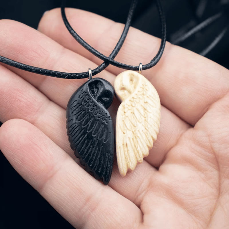 Handmade Wooden Couple Owl Pendant Necklace