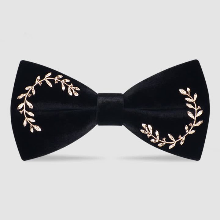 Men's Vine Leaves Velvet Bow Tie - Black - image 0