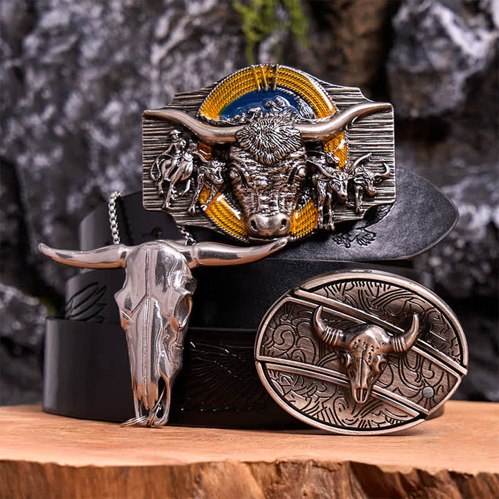Longhorn Bull Theme DIY Hidden Knife Belt Buckle Pendant Bundle Set - image 4