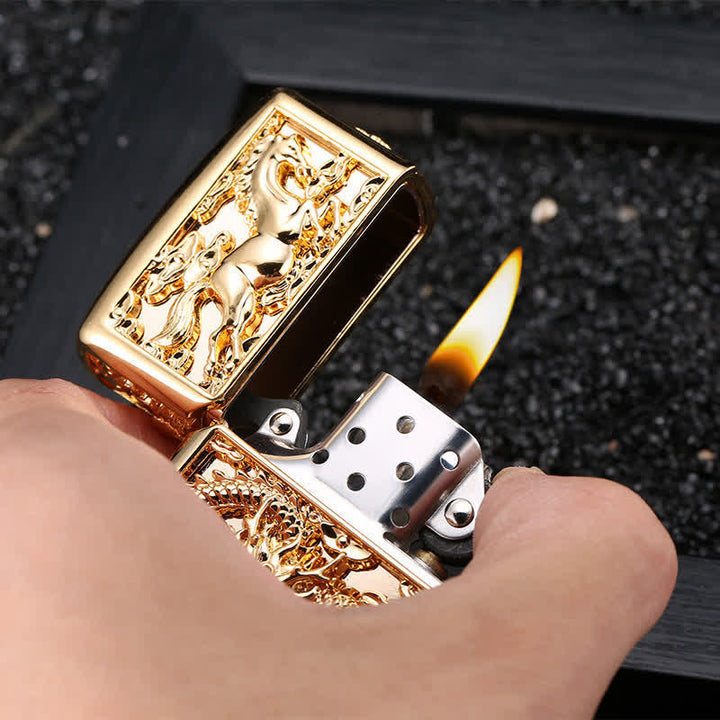 Embossed 3D Carving Dragon Refillable Kerosene Lighter - image 10