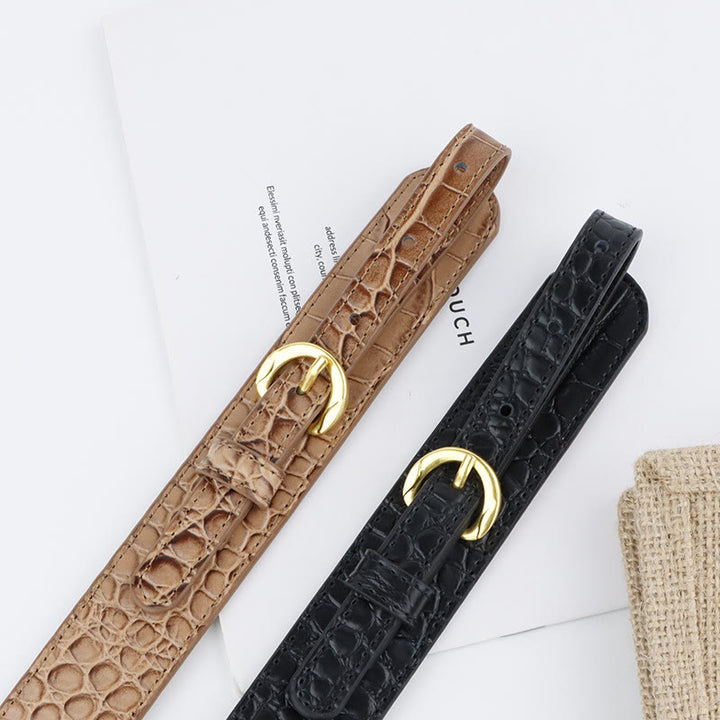 Vintage Crocodile Pattern Belt Snaffle Bit Belt - image 4