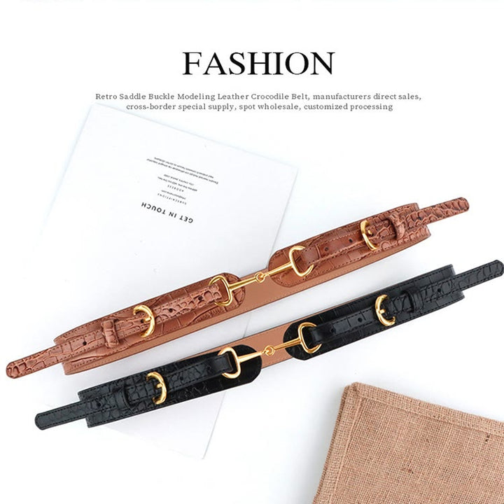 Vintage Crocodile Pattern Belt Snaffle Bit Belt - image 1