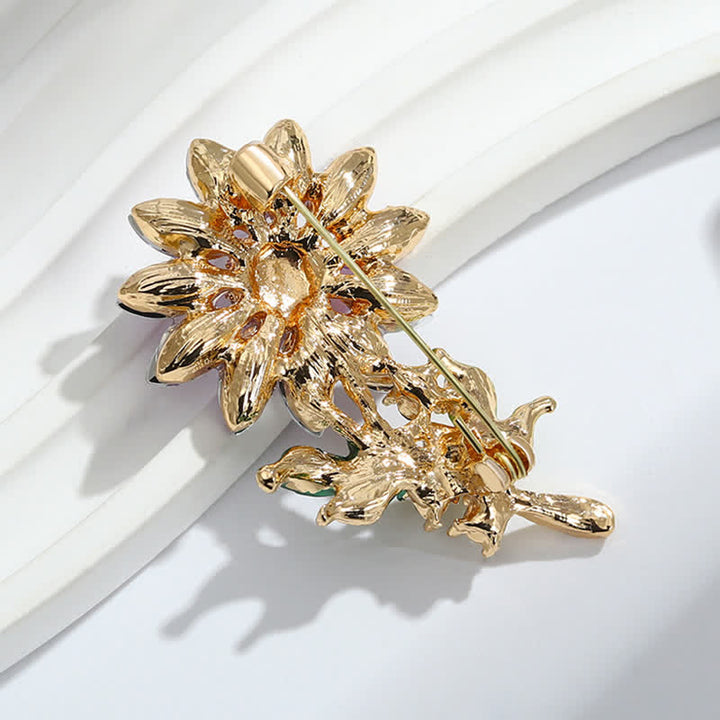 Women's Purple Sunflower Crystal Rhinestone Brooch