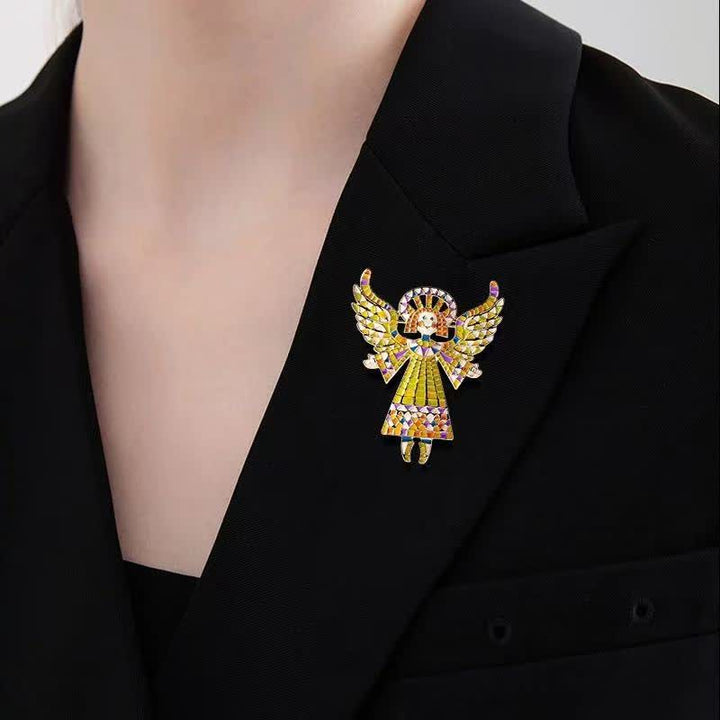 Women's Cute Colorful Enamel Angel Brooch