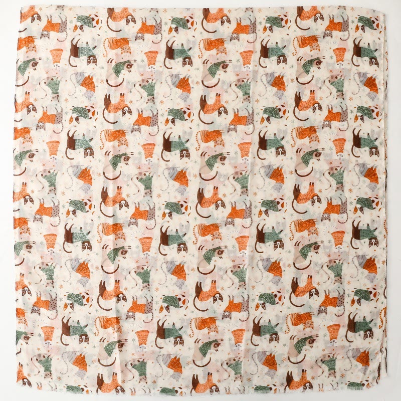 Women's Cat Kitten Printed Lightweight Thin Scarf - image 4