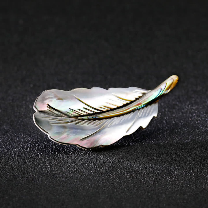 Unisex Natural Abalone Shell Feather Shape Brooch