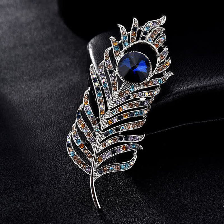 Unisex Colorful Rhinestone Phoenix Feather Shape Brooch