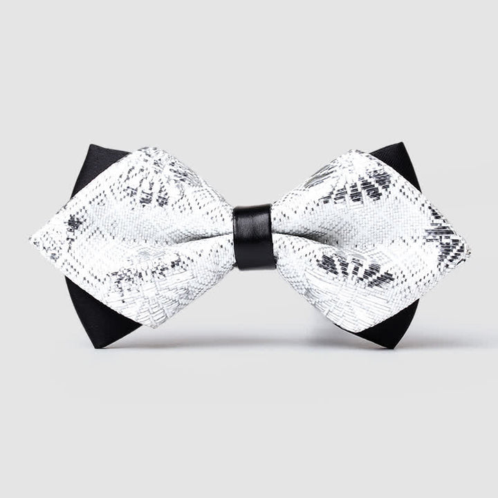 Men's Gold Hue Paisley Pointed Bow Tie - White - image 19