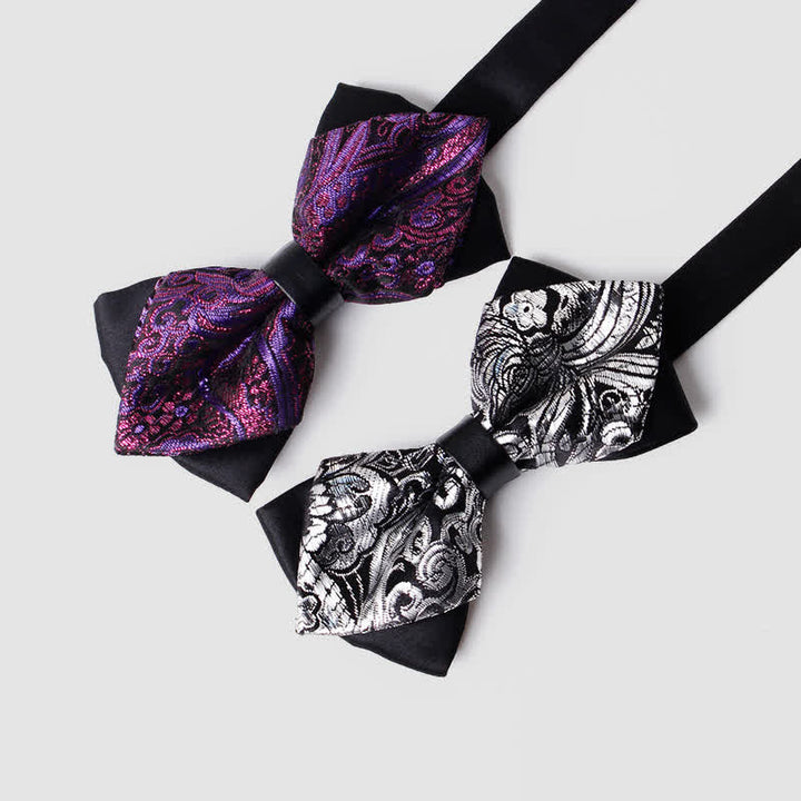 Men's Gold Hue Paisley Pointed Bow Tie - image 10