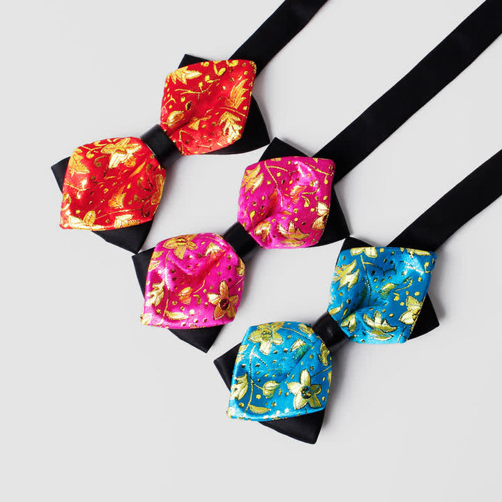 Men's Gold Hue Paisley Pointed Bow Tie - image 6