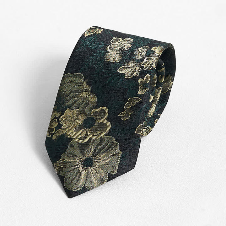 Men's Pine Forest Green Floral Necktie Pocket Square - image 2