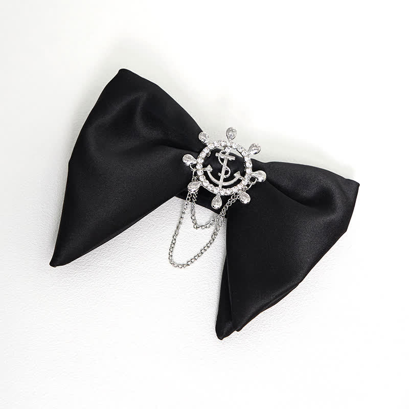 Men's Black White Oversized Pointed Bow Tie - image 3