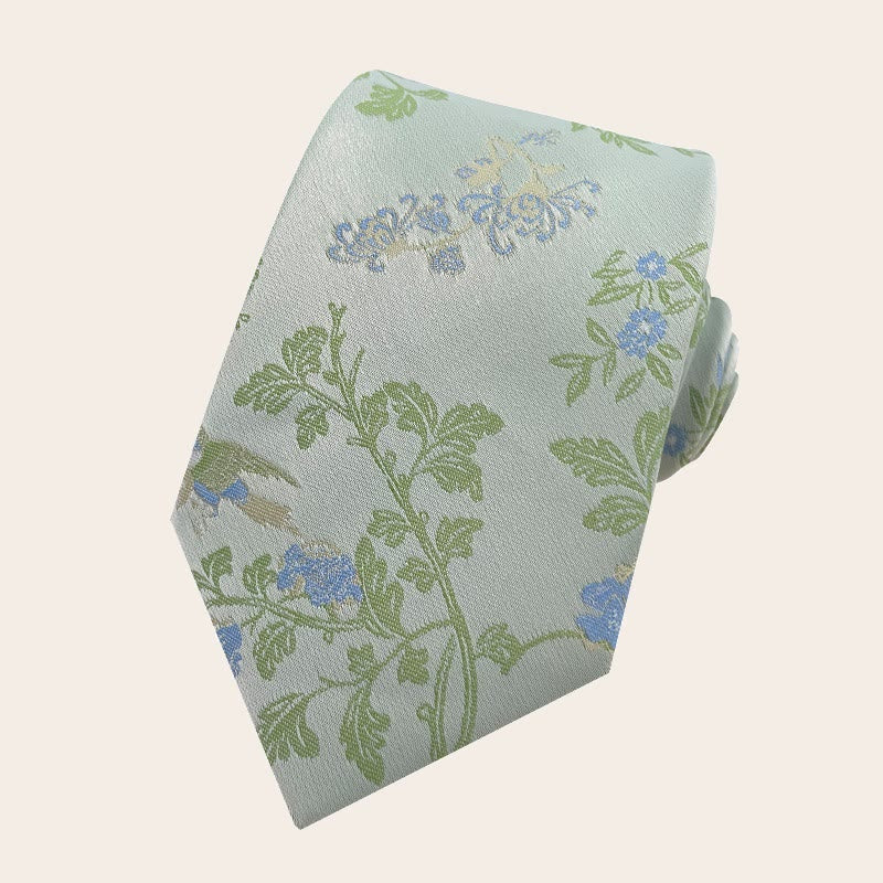 Men's Holiday Style Floral Polyester Necktie - Light Green - image 1