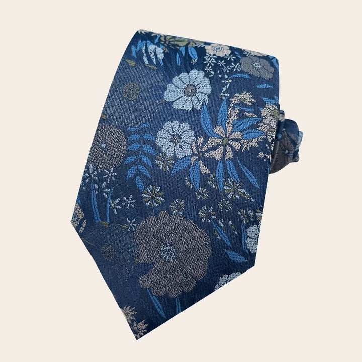 Men's Holiday Style Floral Polyester Necktie - Blue - image 11