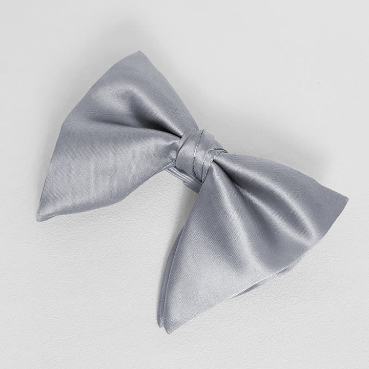 Men's British Style Solid Color Oversized Pointed Bow Tie Pocket Square