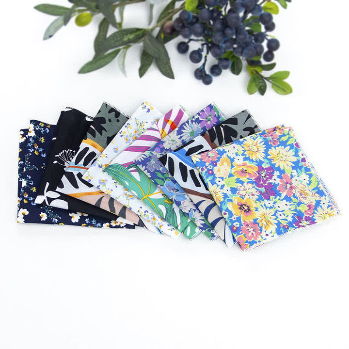 Men's Fresh Floral Patterns Cotton Pocket Square