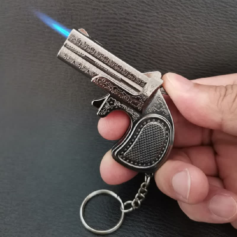 Creative Innovative Shape Mini Metal Butane Lighter - Antique Silver Gun - image 6