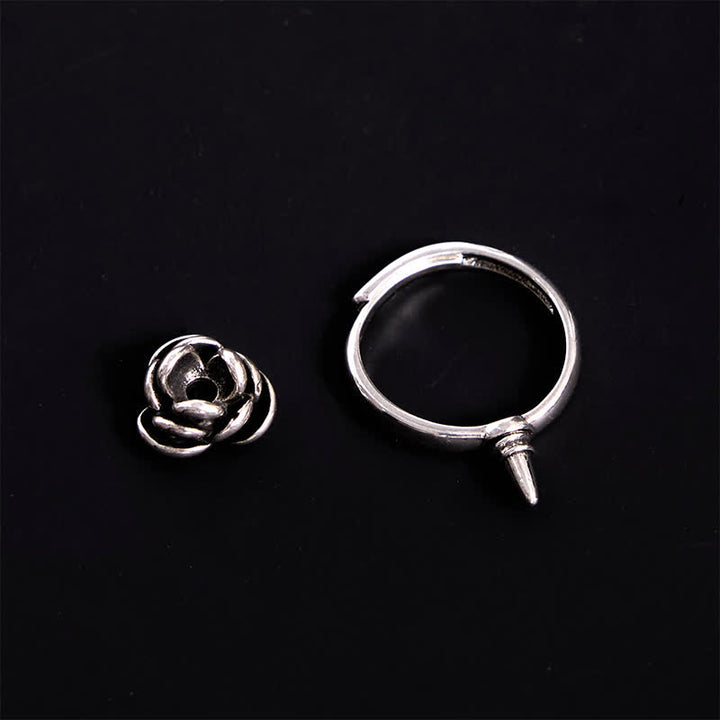 Detachable Twist Rose Flower Self Defense Adjustable Ring - image 7