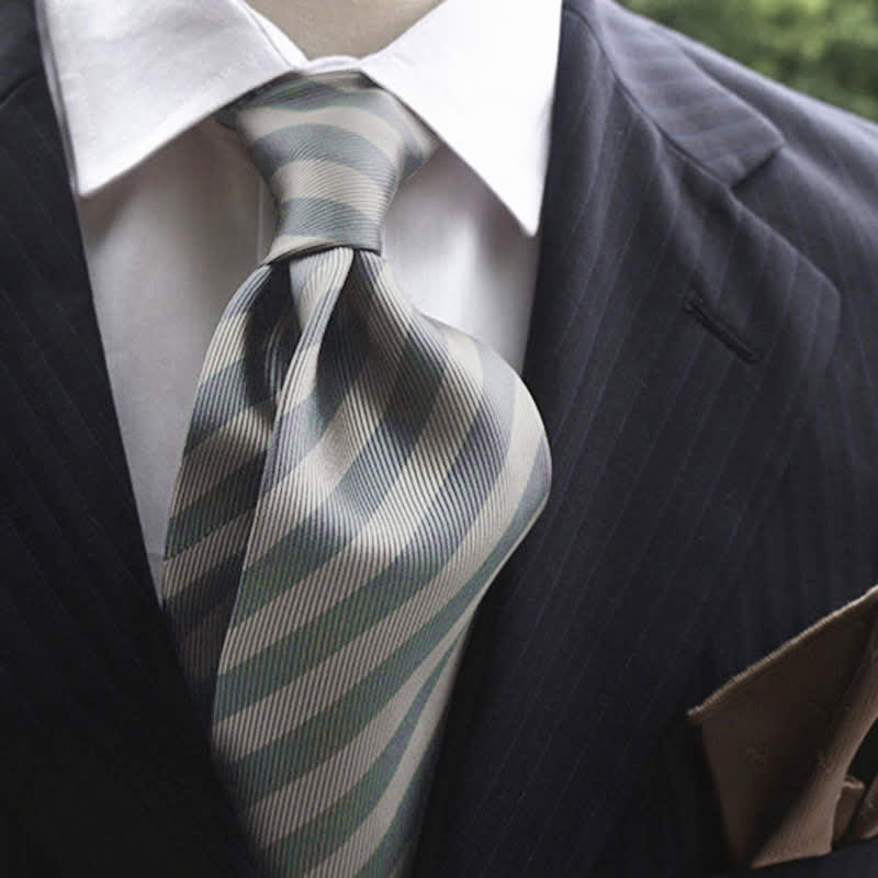 Men's Classic Striped Wide Real Silk Necktie - image 5