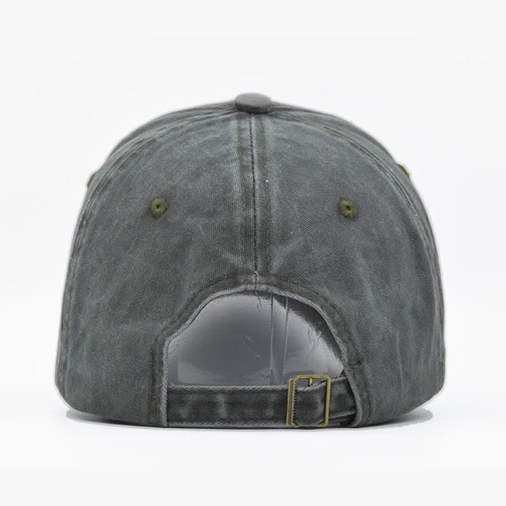 Vintage Street Style Embroidered Bull Washed Baseball Cap