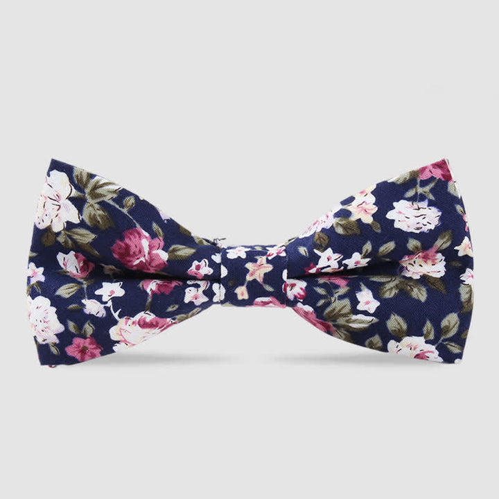 Men's Cotton Forest Floral Printing Bow Tie - Navy - image 2