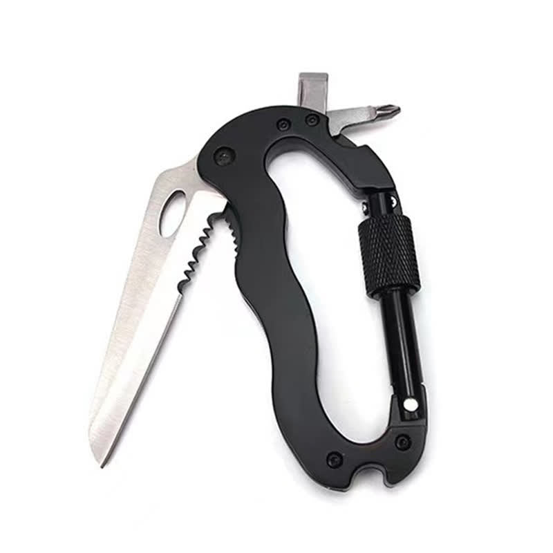 5-In-1 Multitool Folding Knife D Shape Buckle Carabiner Keychain - image 1