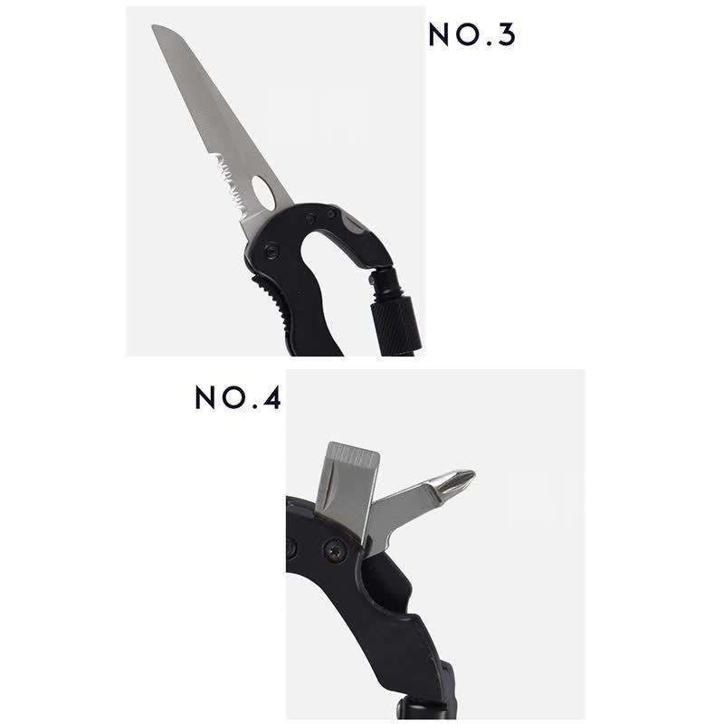 5-In-1 Multitool Folding Knife D Shape Buckle Carabiner Keychain - image 6