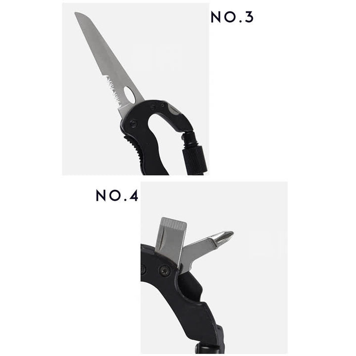5-In-1 Multitool Folding Knife D Shape Buckle Carabiner Keychain - image 6