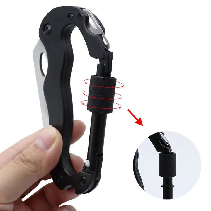 5-In-1 Multitool Folding Knife D Shape Buckle Carabiner Keychain - image 2
